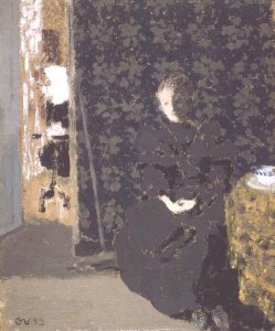 Marguerite Chapin in her Apartment with her dog, 1910