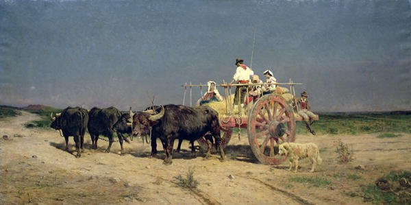 Wagon with Buffalo by the Beach