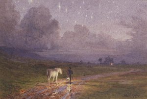 Paris street scene by night