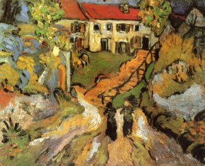 Village Street And Steps In Auvers With Figures